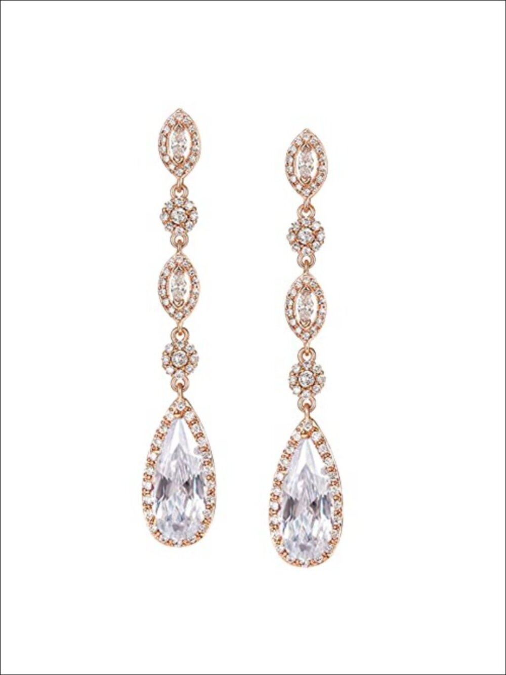 Crystal Chandelier Dangle Drop Earrings Silver Plated Cubic Zirconia Wedding